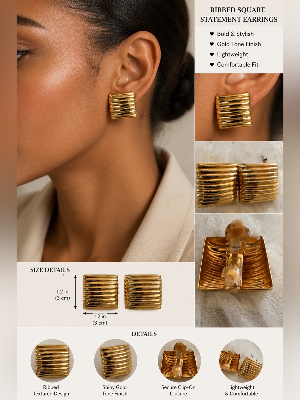 Vintage Gold Cuff Earrings-will be cleaned before shipping